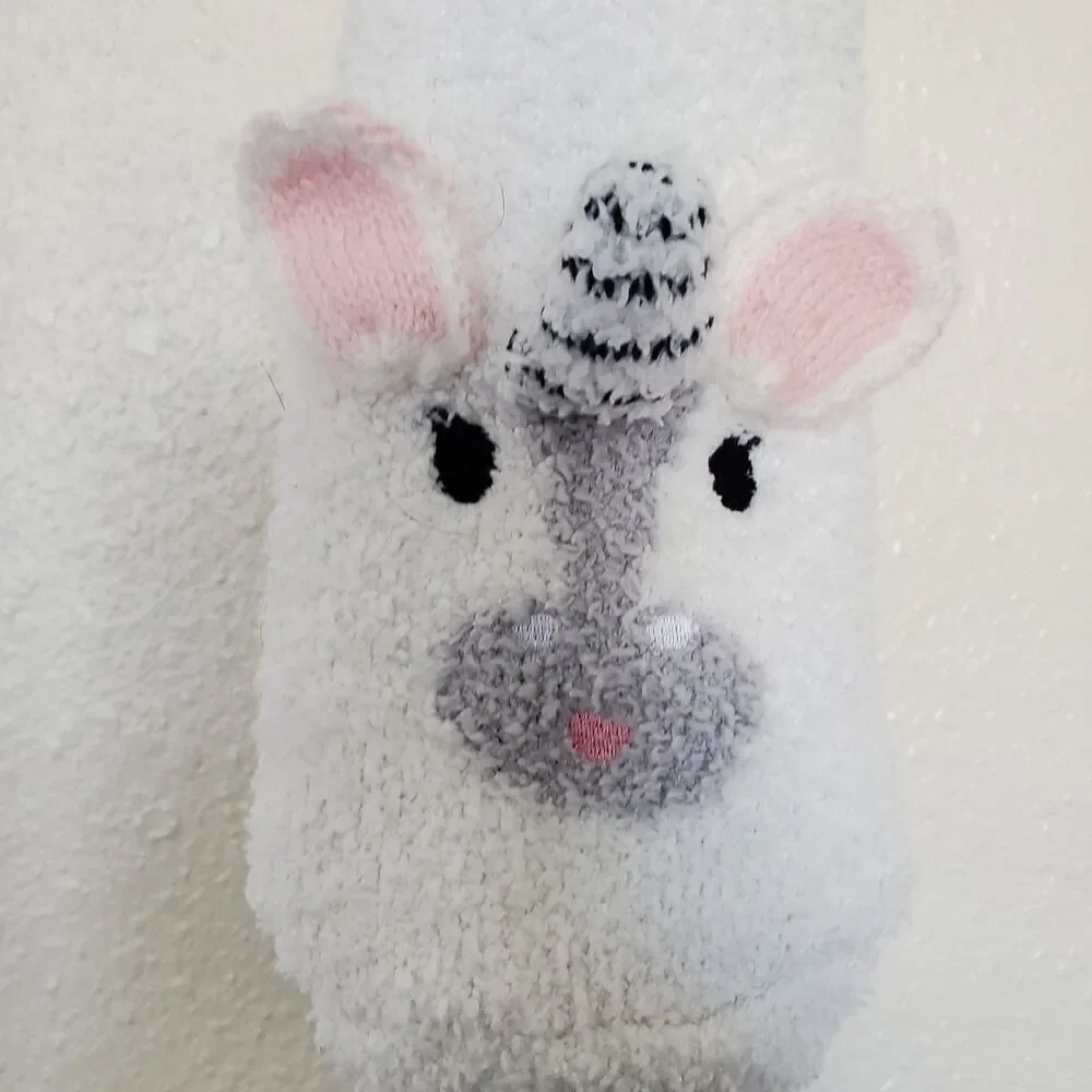 Cuddl Duds Sherpa Lined Critter Socks, Womens Size 4-10 Unicorn White‎
